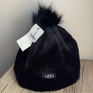 UGG Kid’s Faux Fur Beanie - Black - NWT